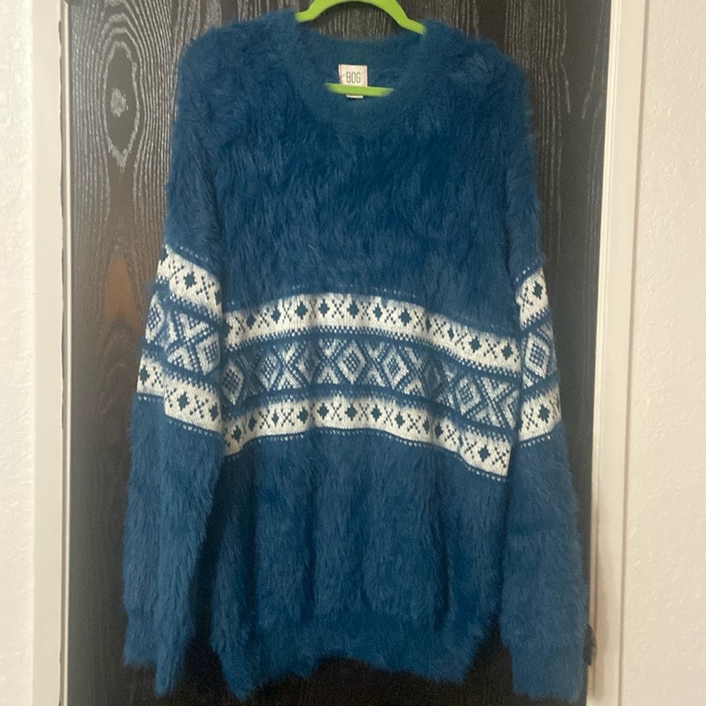 BDG Urban Outfitters Men’s Cozy Fuzzy Fair Isle Sweater Size Large NWOT